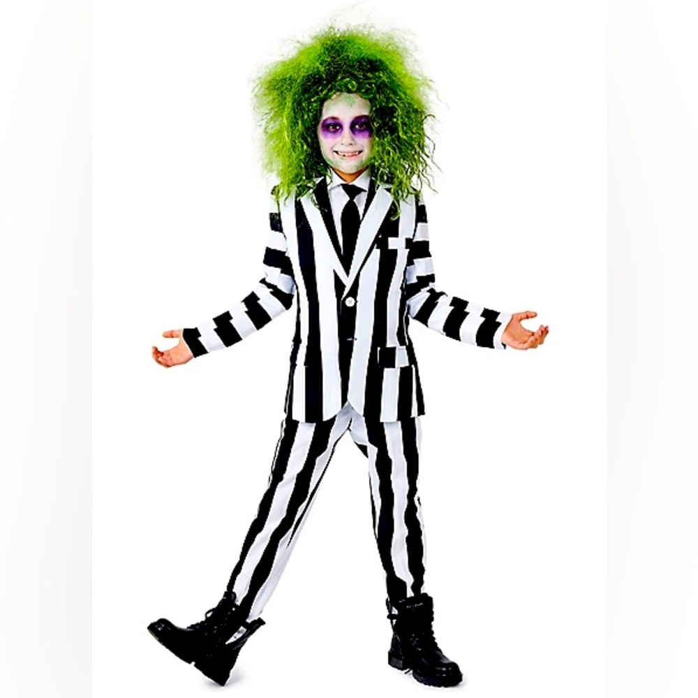 Kids Beetlejuice black and white suit size Large